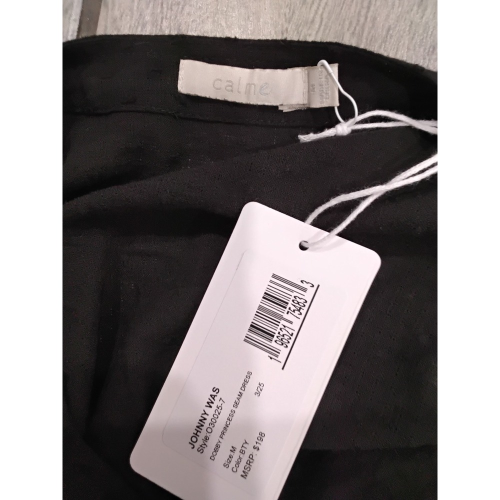 NWT Calme by JOHNNY WAS DOBBY PRINCESS DRESS Embroidered Cotton Blend‎ Midi-M - Picture 7 of 8